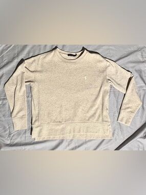 Ralph Lauren Women’s Crewneck Sweatshirt w/ ribbed sides in Light Heather Beige